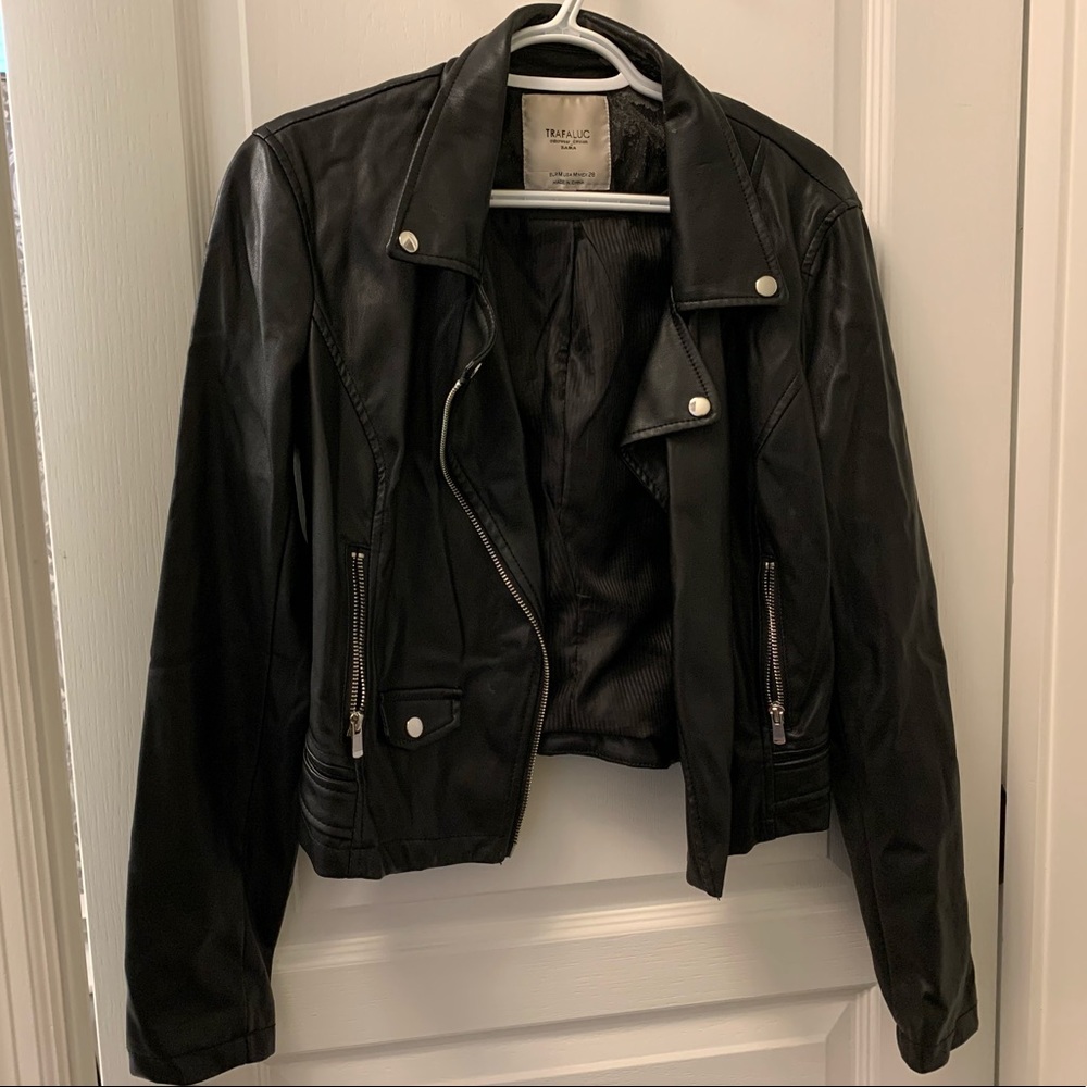 Faux black leather jacket